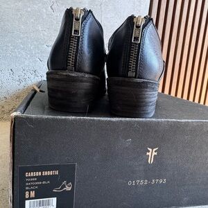 Frye Carson Shootie Black Leather Ankle Boots Size 8